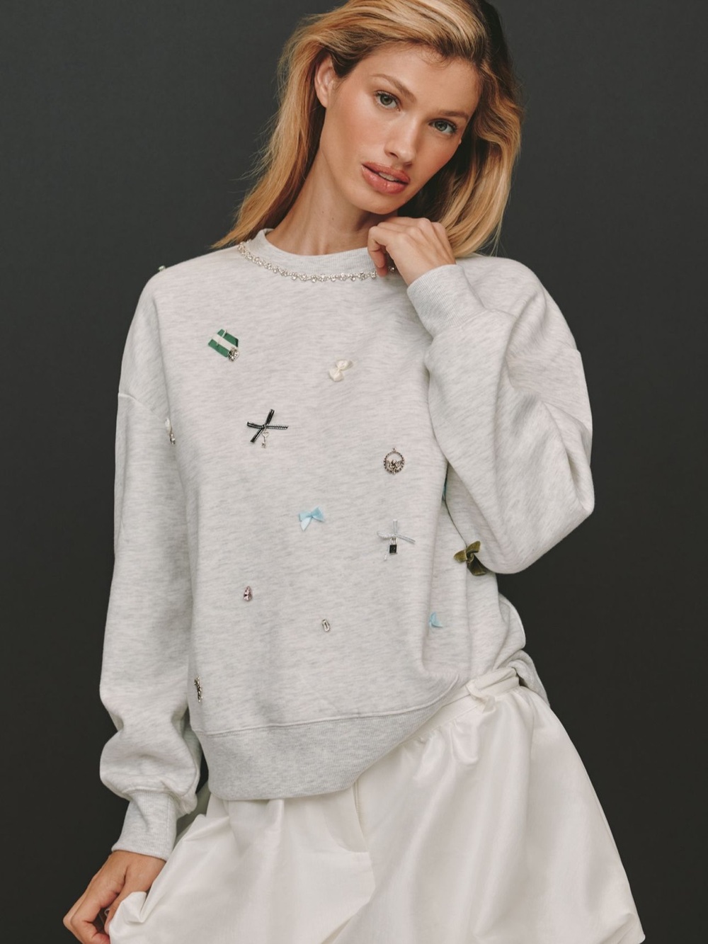 Maeve Embellished Icon Crewneck Sweatshirt - Size L - BNWT